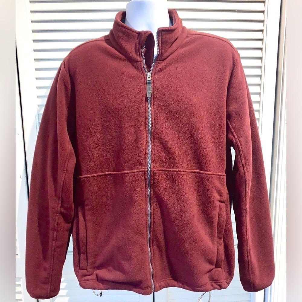 Lands’ End Men’s Fleece Zip up Jacket Maroon Size XL